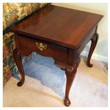 Broyhill Lenoir House Solid Cherry End Tables With Single Drawer And Cabriole Legs, Qty 2, 23" x 22"