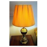 Vintage Brass Urn Style Table Lamp, 32" Tall, With Ruffled Tapered Shade