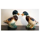 Painted Ceramic Mallard Figures Qty 2, 9" Tall