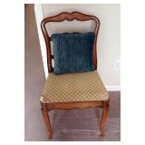 Vintage Davis Cabinet Co Provincial Walnut Chair With Upholstered Seat, 35" x 19" x 16"