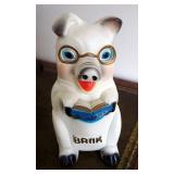 KC Arts Statuary Co Painted Plaster Pig Coin Bank, 15" Tall, Includes Contents