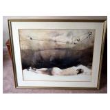 Framed Matted Under Glass Watercolor, Signed In Pencil, 30in x 37in