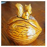 Ceramic Nut With Squirrel Cookie Jar And Ceramic Spoon And Fork Wall Decor