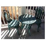 Cast Aluminum Patio Set, Including Round Table, 24.75" x 23.5" And 2 Chairs