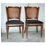 Solid Wood Cane Backed Chairs, Qty 2, 33" x 18" x 22"