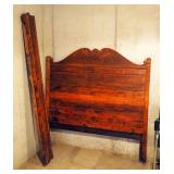 Antique Solid Wood Full Size Head Board, 58" x 57", Foot Board 40" x 57" And Side Rails