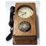 International Time Recording Co Quartz Clock Built In T.D.Y. Telephone Company Inc Wall Set Phone, F