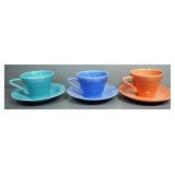 Fiestaware Teacups And Saucers, Total Qty 6 Sets