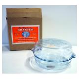 Fire-King Oven Glass Roaster By Anchor Hocking, 10.5" Dia, Sapphire Blue, In Original Box, Each 1/2 