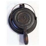 Wapak Hollow-Ware Cast Iron Waffle Iron 4" Diameter, And Travella 110v Vintage Electric Iron