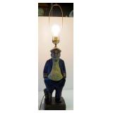 Table Lamp With Sailor Figure Base, No Shade, 35" High, Powers On, Bulb Not Included