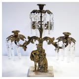 Brass And Marble Candle Stands With Elizabethan Characters, Some Chandeliers Need Repair, Qty 2, Eac
