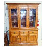 Oak Hill By Temple-Stuart Illuminated China Cabinet With 3-Door Hutch, 1 Light Comes On, Others May 