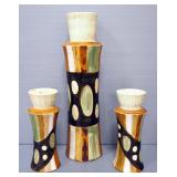 Ceramic Vase, 23.25" High, And 2 Matching Ceramic Candle Holders, 12" High