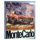 1968 AMC The AMX At Monte Carlo Car Racing Poster With Red GT, Approx 18" Wide x 23" High