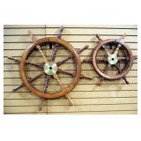 Nautical Ship Steering Wheels With Brass Centers, Qty 2, 36" Wide And 25" Wide
