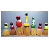 Black Americana Wood Handles Bristle Brushes, Various Sizes, Total Qty 7
