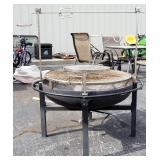 RiverGrille Fire Pit With Rotisserie Spit, Swivel Hook, Warmer Table, And Extendable Poker, Approx 3