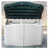 Rubbermaid Outdoor Horizontal Storage Shed With Hinged Lid And Double Door, Approx 34" High x 54" Wi