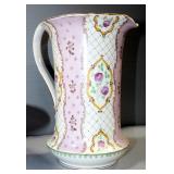MiddlePort Pottery Burleighware Pitcher, 11" High And Smith Phillip Semi Porcelain Wash Basin, 16" D