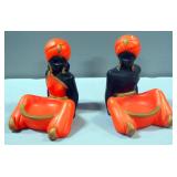Vintage Pair Of Chalkware East Indian Styled Trinket Dish Figures