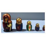 Authentic Hand-Painted 5 Piece Catholic Nesting Doll Set, 6" Tall, With Ornaments And More
