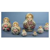 Authentic Hand-Crafted 7 Piece Russian Nesting Doll Set, Signed By Artist, 6.5" Tall