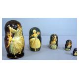 Hand-Painted 5 Piece Russian Ballerina Nesting Doll Set, Signed By Artist, 6.5" Tall