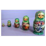 Authentic Hand-Painted Russian Doll Sets, Qty 2, Both 6.5" Tall