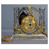 Franklin Mint Celtic Emerald Green Pocket Watch, And House Of Faberge Hand Painted Porcelain Treasur