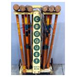 Vintage South Bend Complete Croquet Set With Rolling Cart