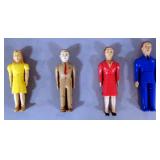 Renwal Jointed Dollhouse Dolls, Mother, Father, Sister, And Brother