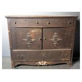 Antique Solid Wood 3 Drawer Buffet, 35.75" x 45" x 22"
