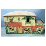 Vintage Tin Doll House, Approx 12" High x 28" Wide x 12" Deep