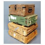 Military Style Wood Ammo Crates, Qty 4