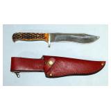 Puma SGB Buffalo Hunter Fixed Blade Knife, 5.5" Blade, In Leather Sheath