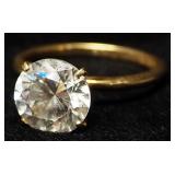 14K Gold Ring With Clear Stone, Size 5-3/4, Approx 3.02 g Total Weight