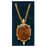 Vatican Library Collection Cross Medallion Pendant On 27" Gold Tone Rope Chain
