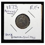 1873 Seated Liberty Dime With Arrows At Date