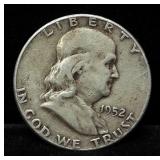 1952 Franklin Half Dollar (Qty 1) And Kennedy Half Dollars, Various Years (Post-1971), Qty 126, Tota