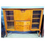 Cabinet With 2 Glass Door Cupboards, 2 Lower Drawers And Secretary Desk Center, 45" High x 55.5" Wid