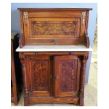 Antique Work Station With Lower Cabinet And Upper Hideaway Compartmented Cabinet, With Pull Out Work