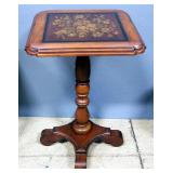 Side Table With Hinged Flip-Up Top With Floral Design, 27" High x 18" x 18"