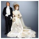 Porcelain Bride And Groom Doll Set, Each Stand Approx 22" High