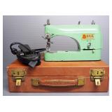 Vintage Bell Sewing Machine With Attachments And Foot Pedal, In Carry Case