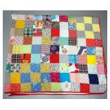 Checker Patched Quilts, Qty 2, Believed To Be Hand Sewn, Some Tears, Approx Sizes 71" x 82" And 86" 