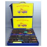 1:64 Scale Matchbox Type Cars (Various Mfg), Qty 29, And 2 Matchbox Series Carrying Cases
