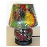 Mosaic Multi-Colored Glass Table Lamp, 8" High, Powers On