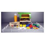 1950s Marx Tin Litho Modern Farm With Barn, Silo, Accessories, And Instructions