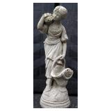 Woman On Turtle Garden Fountain Figures (2) And Concrete Woman Garden Statue, Total Qty 3, 1 Has Cra